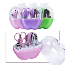 Маникюрный набор для ногтей, яблочная коробка с кусачками для ногтей, набор пилочек для ногтей, ножницы, ушные палочки для кутикулы, толкатель, зеркальный зажим для бровей, игла для прыщей