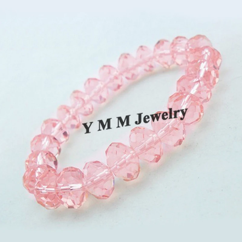 

12mm Faceted Crystal Beaded Bracelet For Women Handmade Pink Crystal Bracelets 20pcs/lot Free Shipping