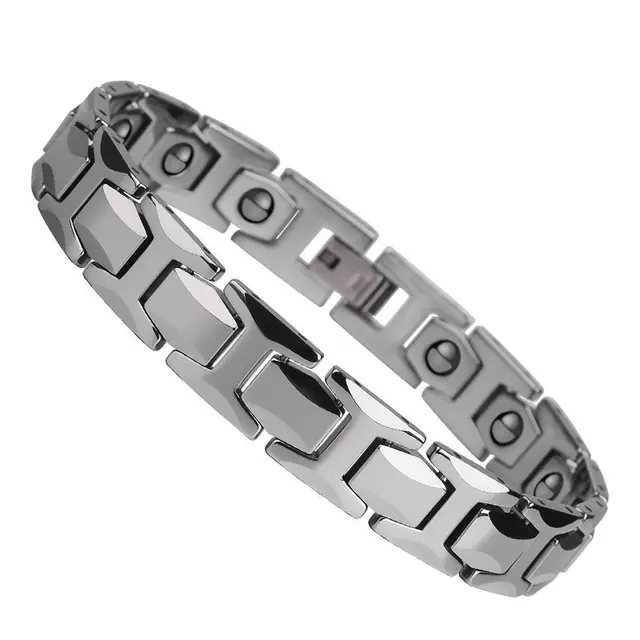 Free Shipping Hot Ing Mens Silver Tone Tungsten Carbide Free Shipping Hot Ing Mens Silver Tone Tungsten Carbide Bracelets Fashion Bracelet Inlay Magnetic Stone