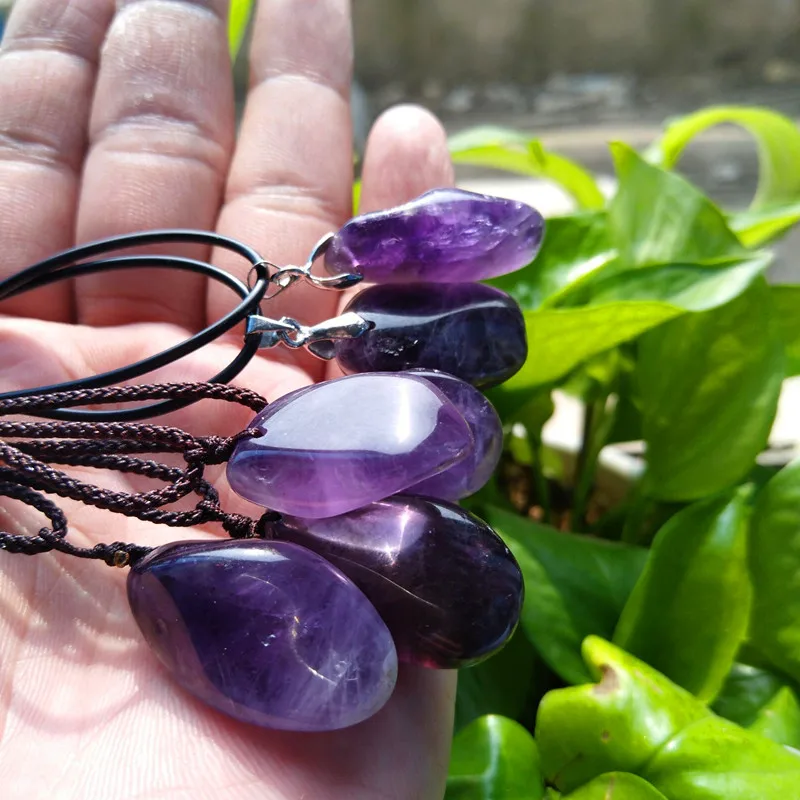 

10pcs 100% of the natural purple crystal pendant Quartz stone 7 chakra crysta necklace with stones healing crystals