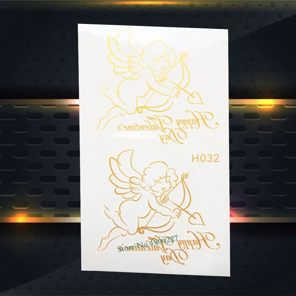 1pc New Flash Tattoo For Valentine S Day Waterproof Metallic Cupid Arrow Letter Design Temporary Gold Tattoo Sticker Decal Pgh32 Tattoo Designs For Sale Tattoo Armytattoo Sheets Aliexpress