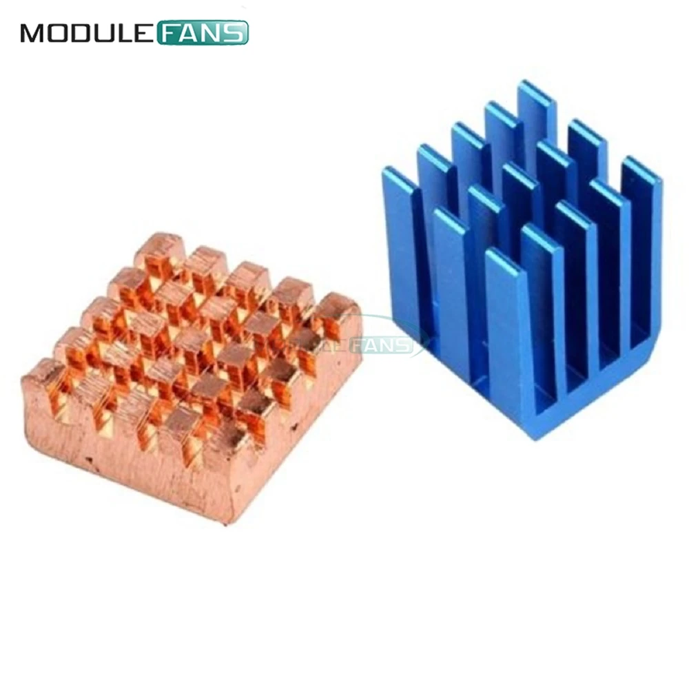 

1Set 2Pcs Copper Aluminium Cooling Heat Sink Fan Kit For Raspberry Pi 3 Raspberry Pi 2 B+