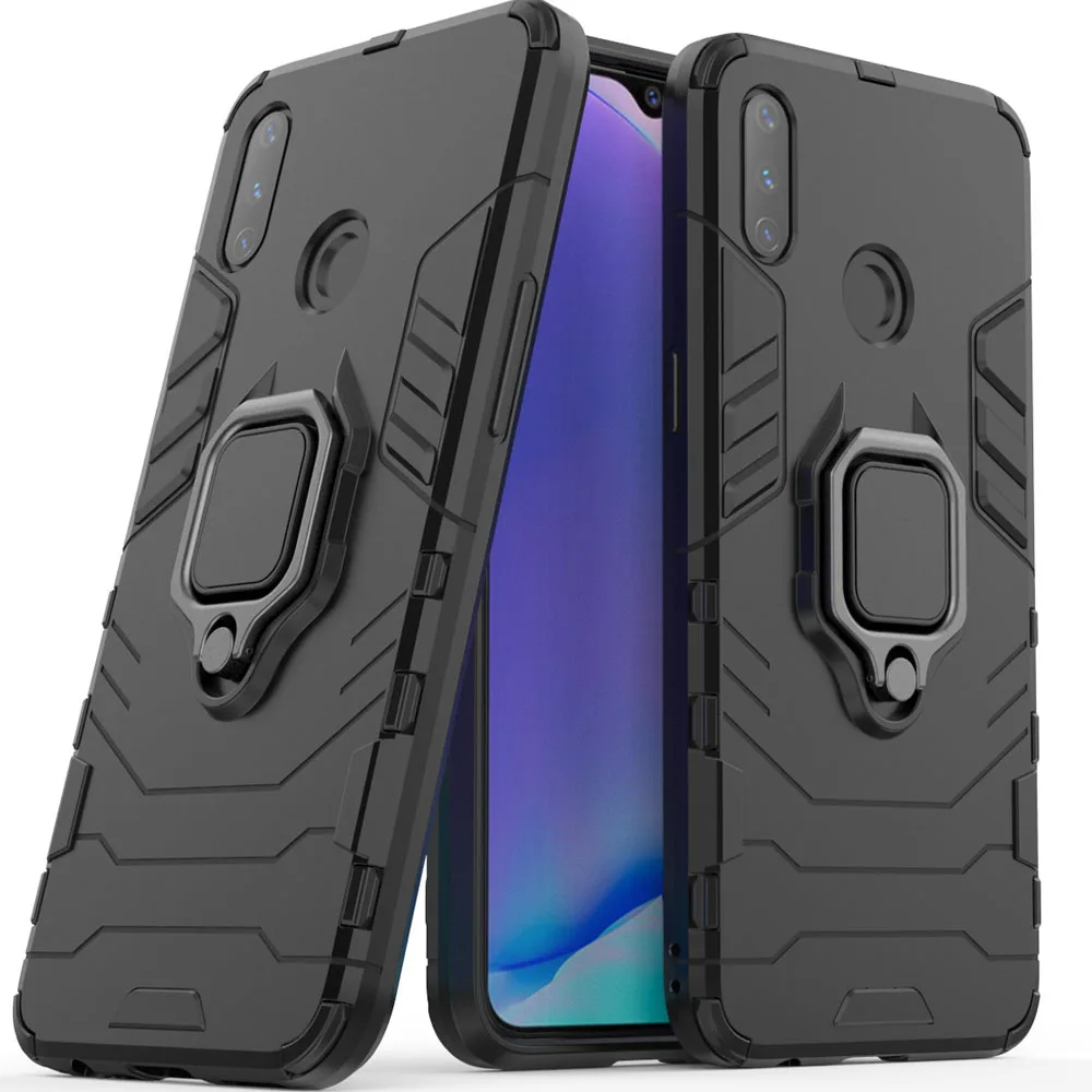 

For Oppo Realme 3 Case on Realme3 Car Magnetic Finger Ring Holder Case Hybrid Silicone PC Rugged Armor Cover For Oppo Realme 3