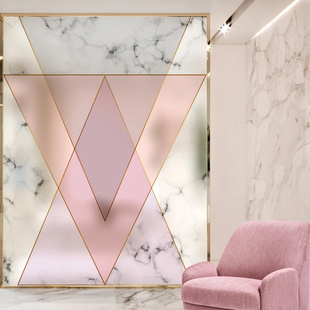 Us 8 0 20 Off Dicor New Fashion Modern Pink Geometry Glass Film Window Stickers In Decorative Films Home Decor For Living Room Or Bathroom Ab In