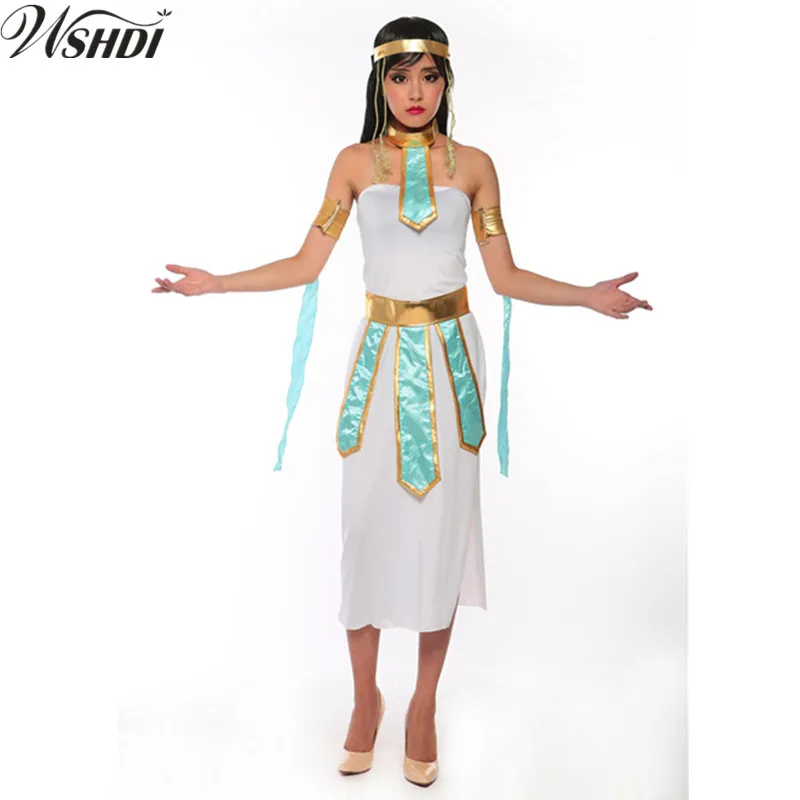 

Halloween Egyptian Cleopatra Queen Dress Cosplay Egypt Goddess Fancy Dress Party Show Nightclub Costume