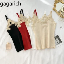 Gagarich женское платье камзол женский ретро домашний стиль сексуальный кружевной v-образный вырез сзади Талия Тонкий вязаный жилет Летний Ins Tide