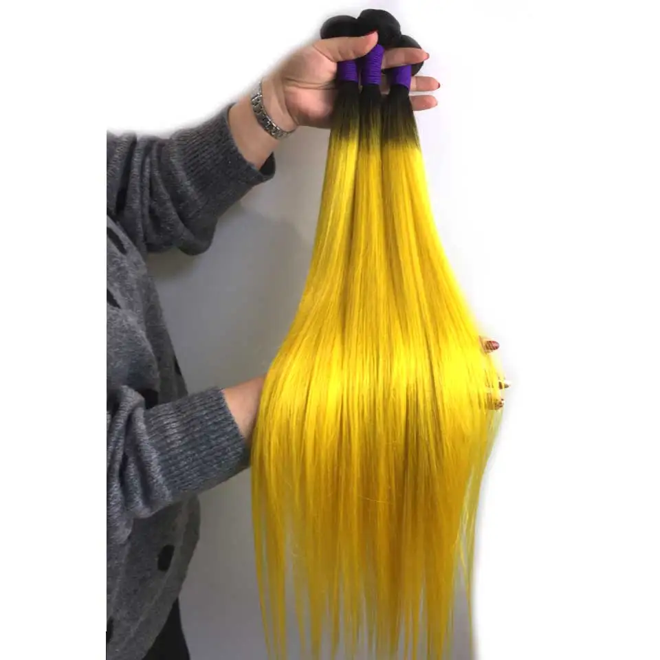 ombre 1b orange bundle with closure two tone 350 dark roots ombre brazilian straight hair bundles with closure remy human hair  (31)