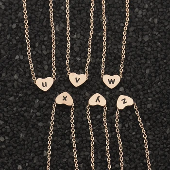 

Wholesale 10pcs "a b c d e f g h i j k l m n o p q r s t u v w x y z"Letters Heart Choker Necklace For Women Charm Jewelry Kolye