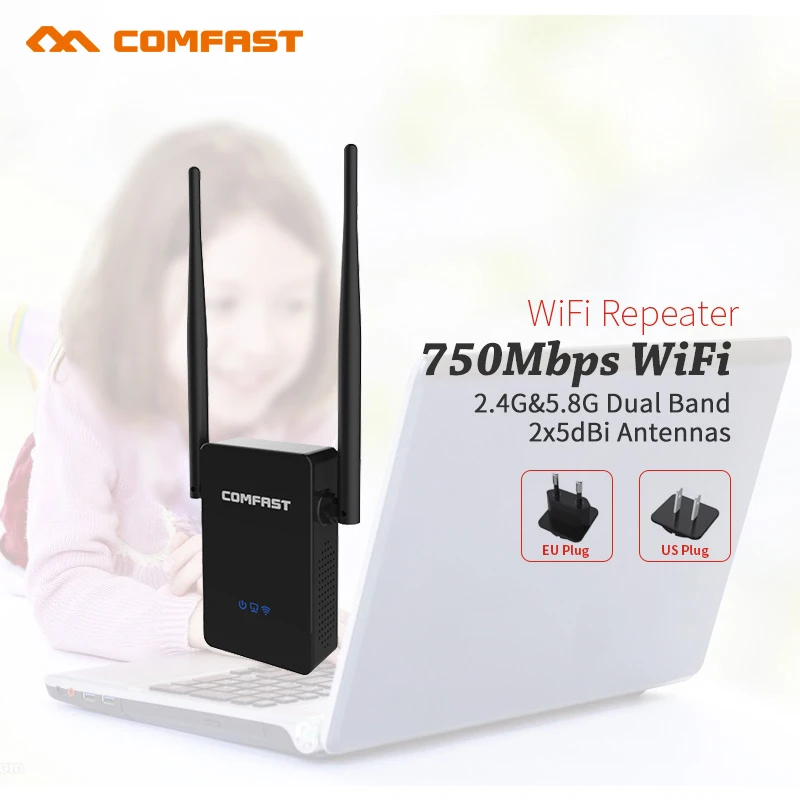 2019 Горячие ~ Comfast Professional беспроводной Wi Fi ретранслятор 750 Мбит Dual Band 2,4/5,8 Г Диапазон Expander усилитель сигнала Extender WR750AC