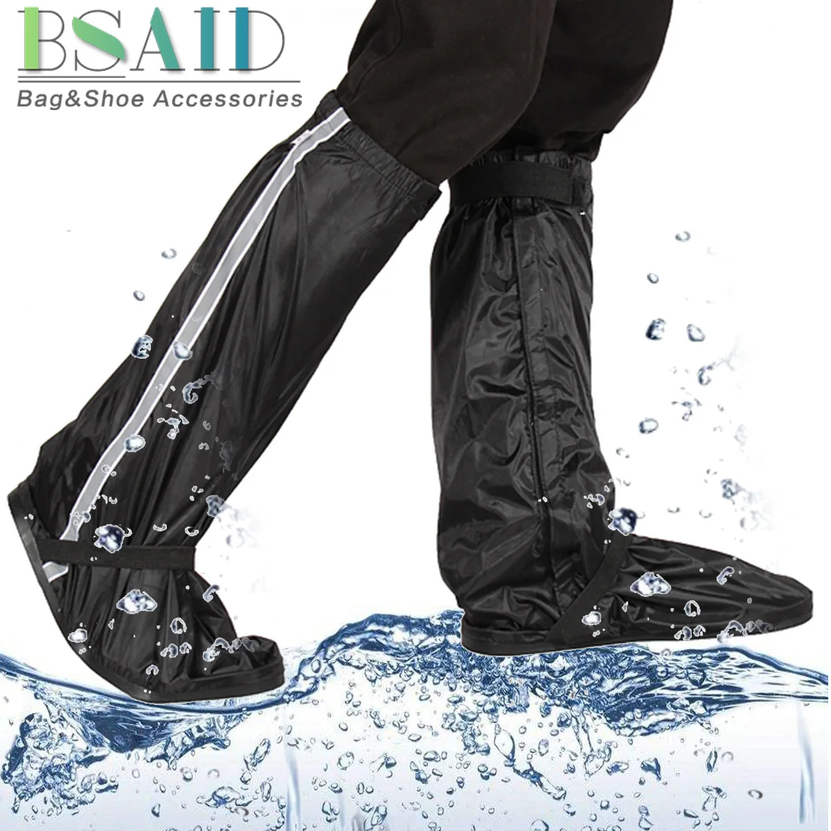 

BSAID Elastic Mid-calf Shoes Cover,Zip Non-slip Rubber Sole Rain Boots Proof Cover For Shoes Boots,Waterproof Man Shoe Cover New