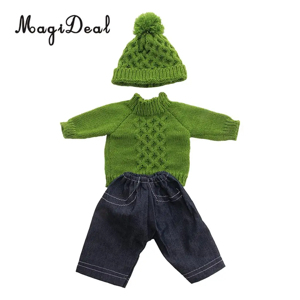 18inch American Doll Festival Party Clothing - Lovely Sweater Knitted Tops & Jeans Pants Hat Outfits For   Doll