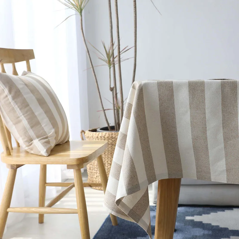 

Cotton Table Cloth Japanese Style Striped Tablecloths Table Cover Rectangular 2Colors Tablecloth Toalha De Mesa New Arrival