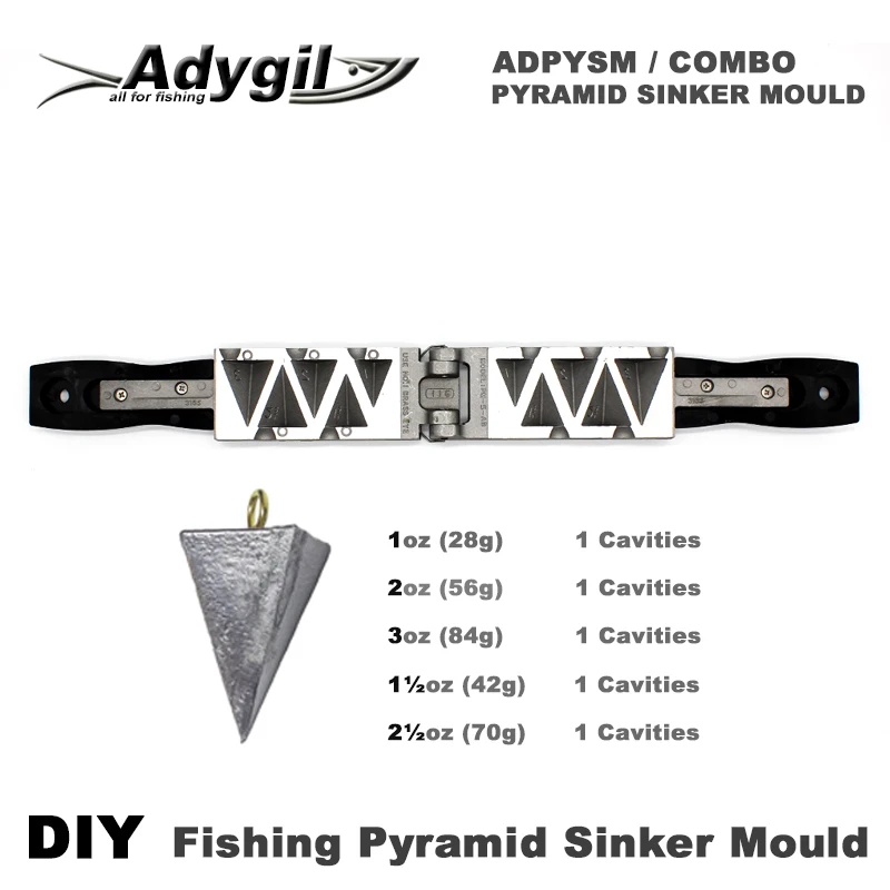 Adygil DIY рыболовная Пирамида грузила прессформы ADPYSM/COMBO 1 oz, 2 oz, 3 oz, 1,5 oz, 2,5 oz 5 полостей|Рыболовные снасти| | АлиЭкспресс
