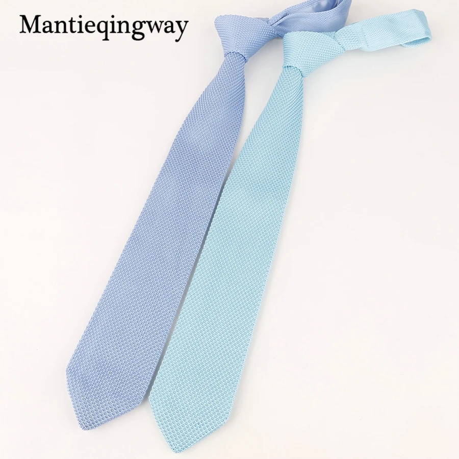 Mantieqingway 7 см Вязаные Галстуки для мужчин вязаный галстук для свадьбы вязание тонкий Gravatas мужчин s полиэстер Corbatas платье с поясом