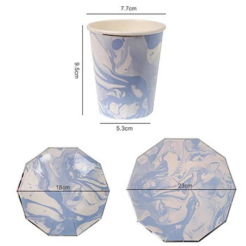

24 pieces/lot Wedding Disposable Plates and Cups Decorative Plates for Party Birthday Paper Flat Dinnerware Set Food Servers