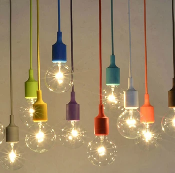

E27 Artistic color Silicone colored lights hanging line Dragon Ball Bulb Hall cupboard decorative chandelier hanging line light