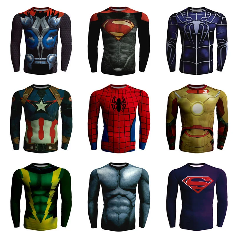 Cena Lato kapitan ameryka Iron Man Batman pająk 3D drukowane Fitness Unisex koszulka z długim rękawem topy koszulki męskie T shirt Plus rozmiar