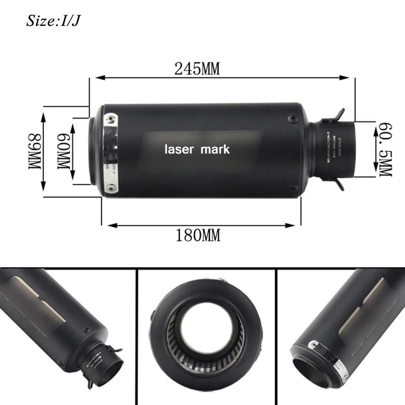 51-61 мм глушитель выхлопной трубы мотоцикла Модифицированная 245-300 мм система глушителя из нержавеющей стали для Z900 R6 R30 CBR1000
