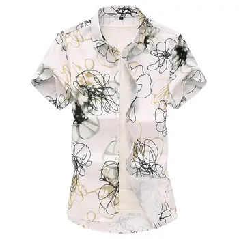 

Social Shirt for Men evening dress Men Shirt Short sleeve Polyester Casual Blouse Men Summer New