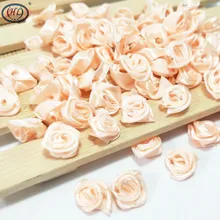 HL 100 Uds melocotón flores rosas con cintas boda manualidades de Decoración Accesorios de ropa apliques de cosido 15MM A663