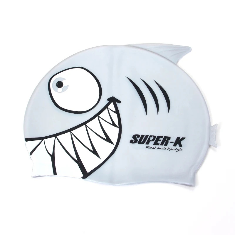 Buy Silicon Sports Swim Pool Hat Fish Shape Printing