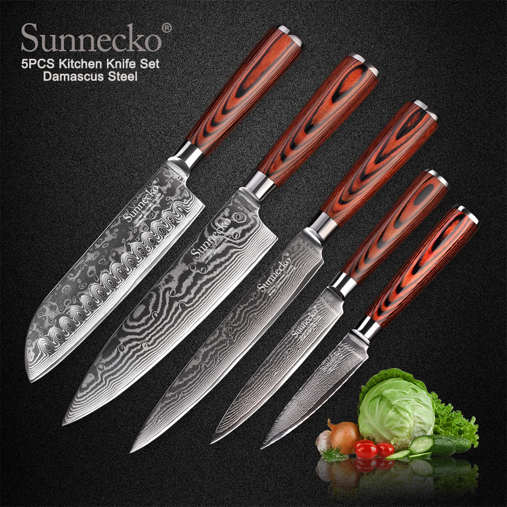 SUNNECKO 73 Layers Damascus Steel Chef Knife Japanese Kitchen Knives Pakka Wood Handle Utility Santoku Slicing Paring Cut Knives SUNNECKO 73 Layers Damascus Steel Chef Knife Japanese Kitchen Knives Pakka Wood Handle Utility Santoku Slicing Paring Cut Knives