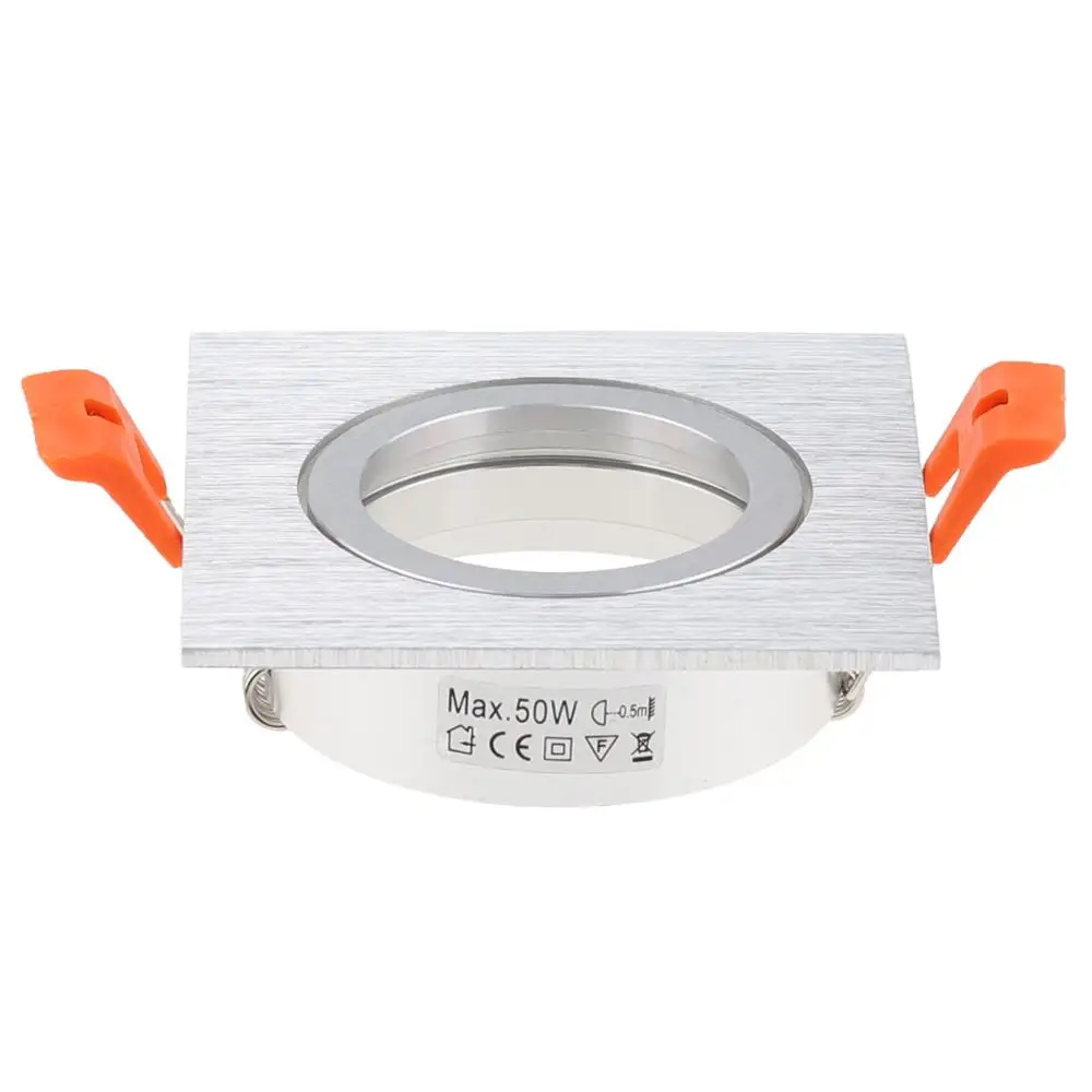 

Brush Silver Square Recessed LED Down Light Adjustable Frame For GU10 MR16 Led Spotlights Cutout 65MM LED Down Light Fittings