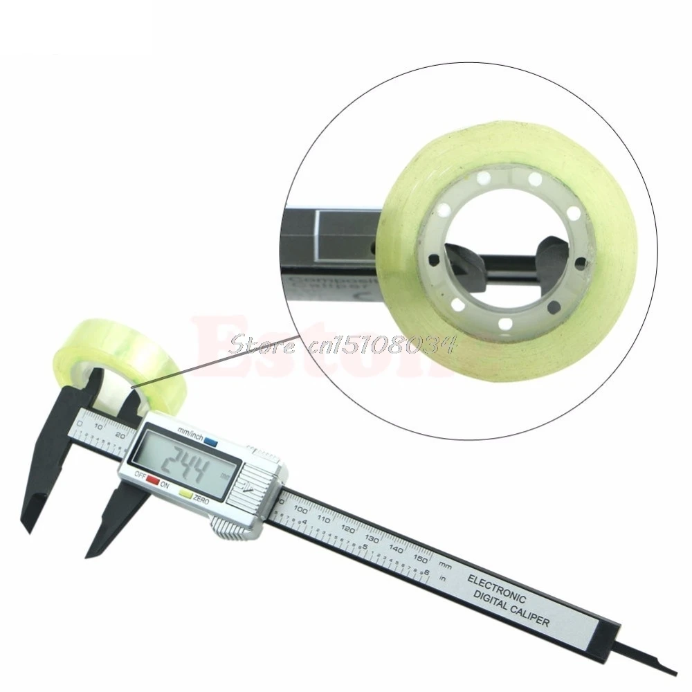 

150mm 6" LCD Digital Electronic Carbon Fiber Vernier Caliper Micrometer Gauge S08 Drop ship