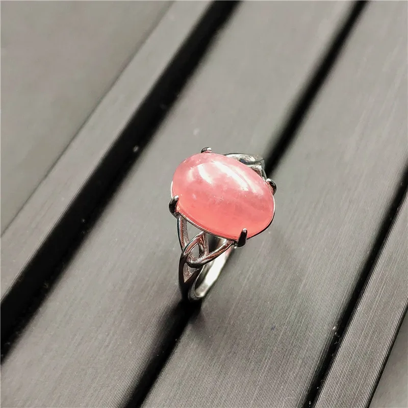 

Natural Rhodochrosite Ring For Men Woman Pink Crystal Love Jewelry Gift 925 Sterling Silver 13x9mm Beads Fashion Rings AAAAA