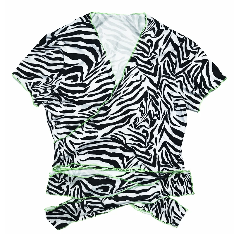 Сексуальные летние короткие футболки с принтом зебры harajuku женские уличные кроп топы футболки femme винтажные футболки