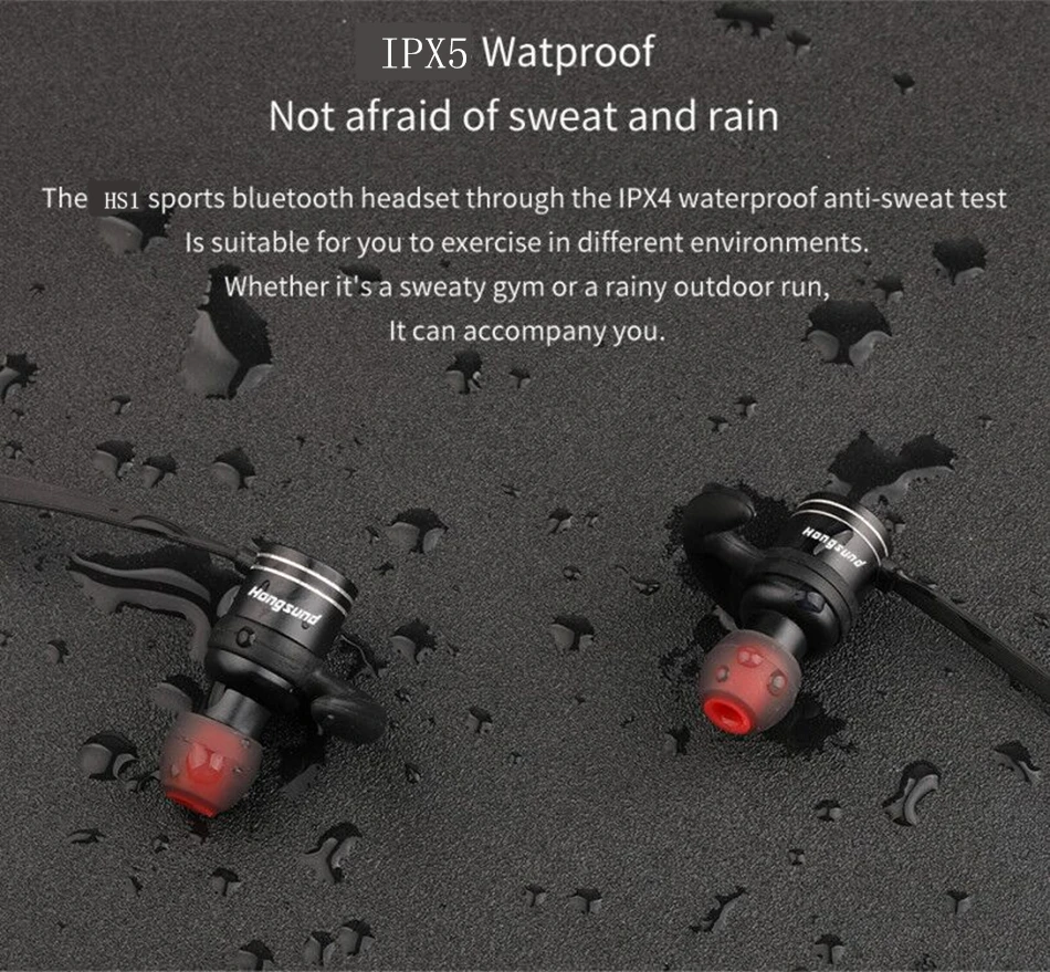 HS1 наушники IPX5 водонепроницаемые магический магнит притяжение Bluetooth 4,1 спортивные наушники с микрофоном Hongsund 12h говорящие