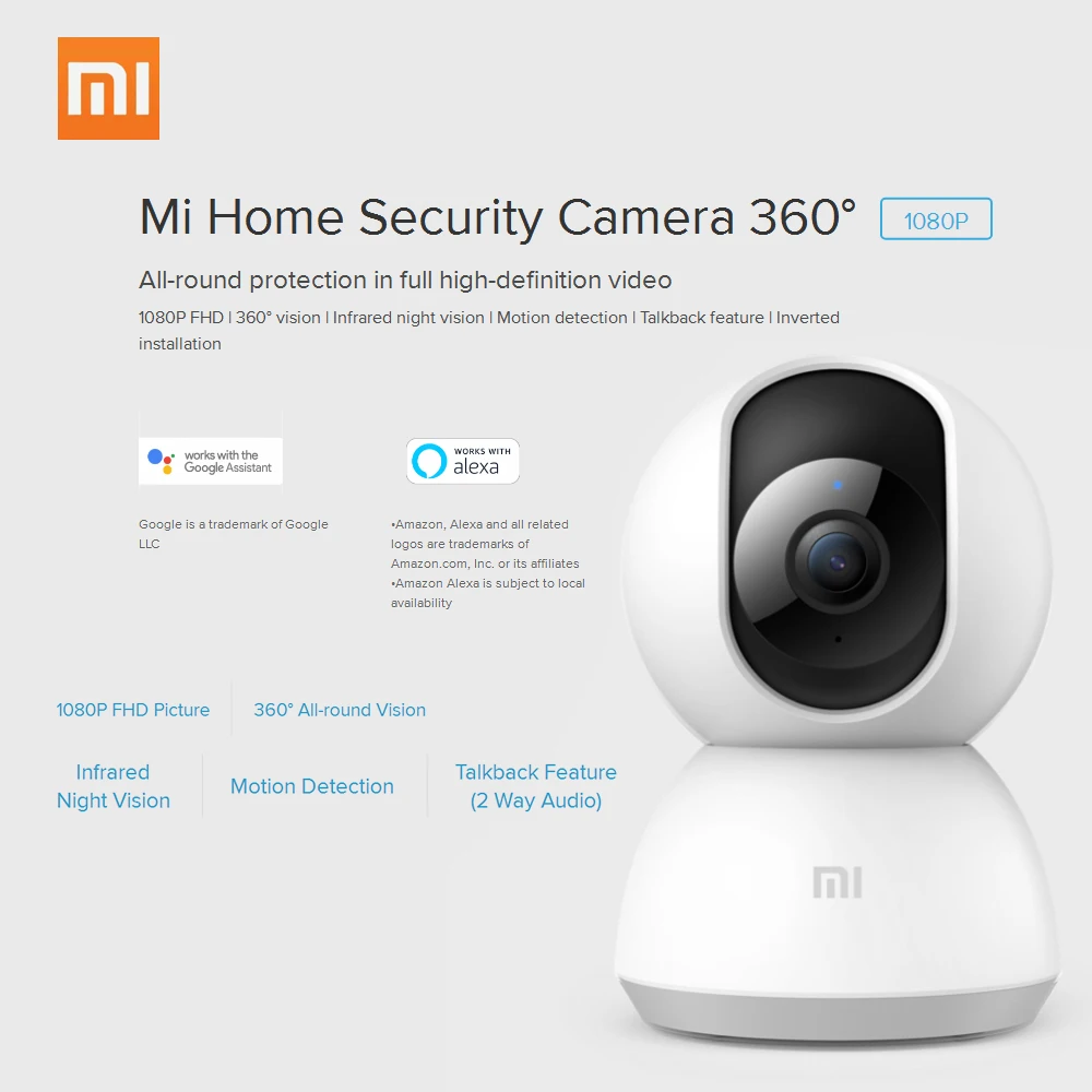 Глобальная версия, Xiaomi Mi, домашняя умная камера безопасности, 1080 P, HD IP камера, 360 градусов, ночное видение, колыбель, головка для смартфона, приложение
