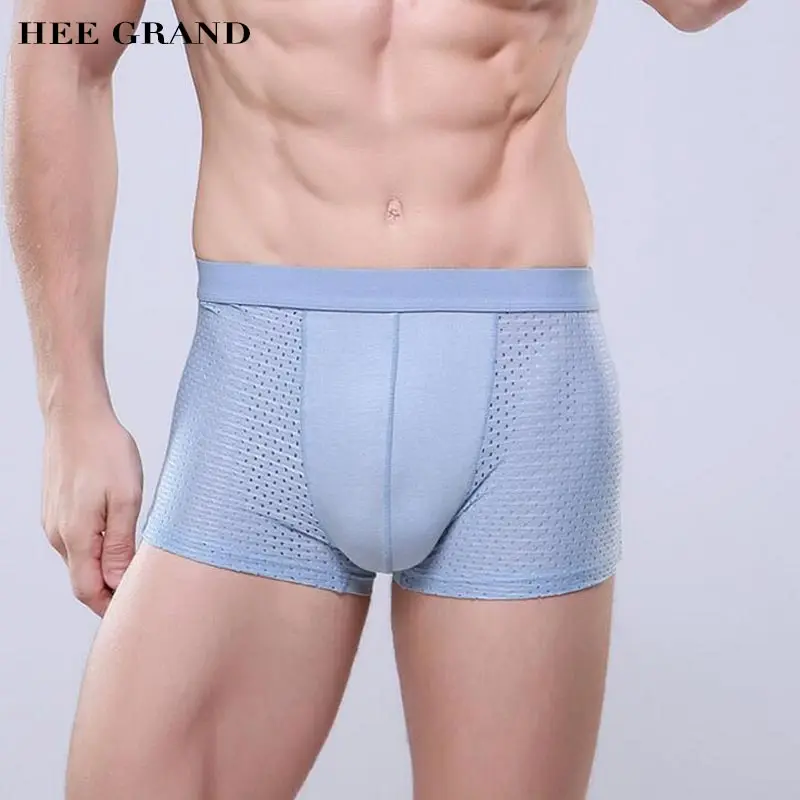 

HEE GRAND Men Ice Silk Sexy Boxer Shorts Modal Material Breathable Underwear Male Hollow Boxers 8 Colors Plus Size L-3XL NNP223