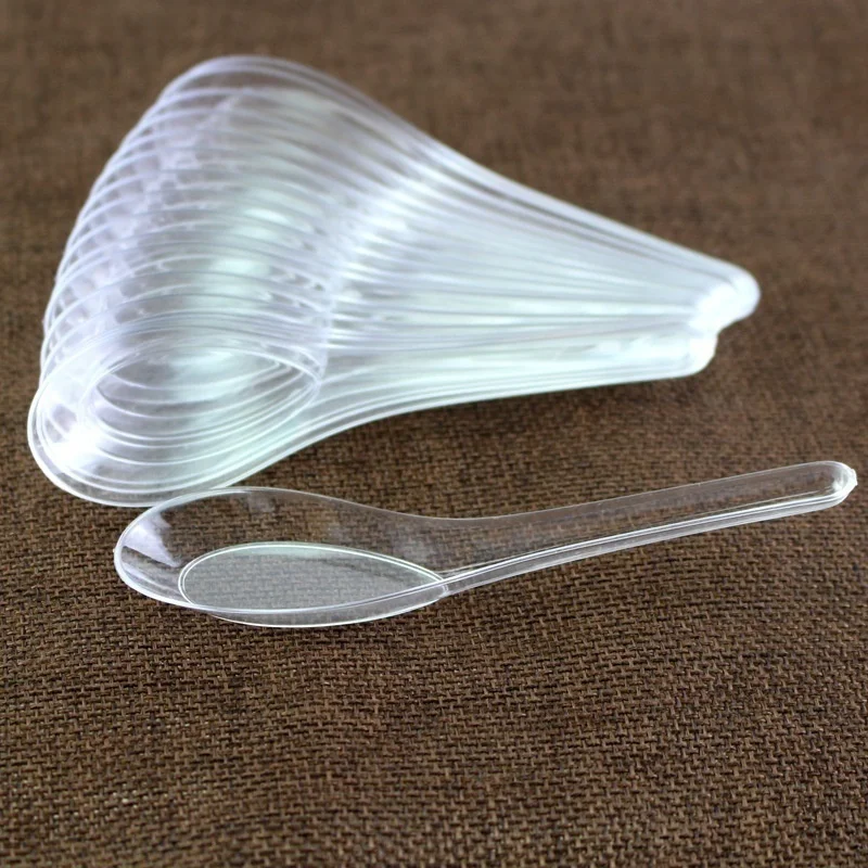 

60 PCS Disposable Plastic Spoon Packaging Transparent Tableware Soup Spoon