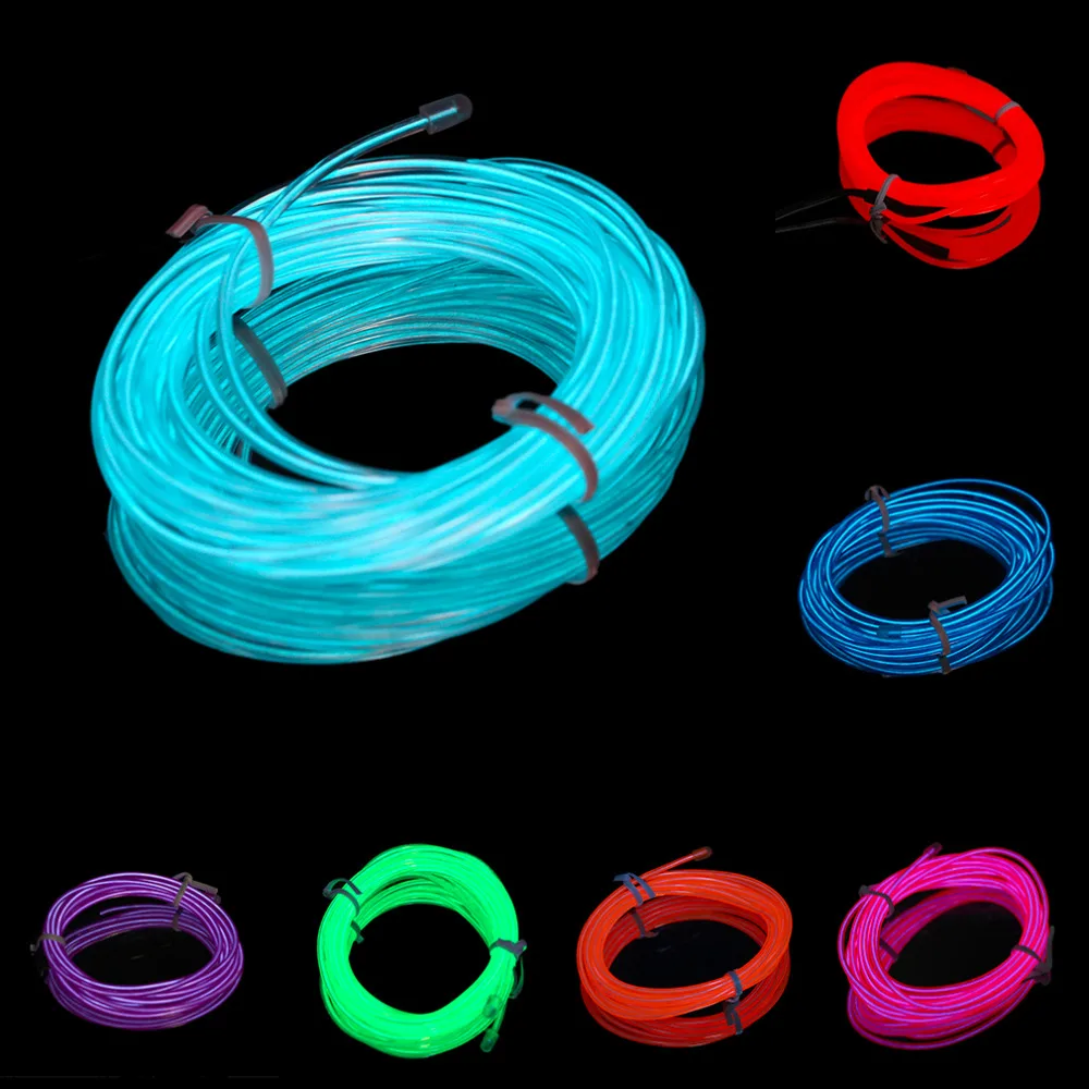 7 Colors 3M font b EL b font Wire Tube Rope Battery Powered Flexible Neon Cold