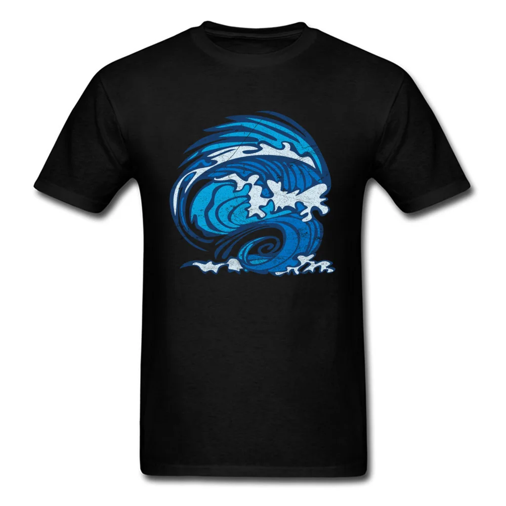 

Great Wave T-shirt 100% Cotton T Shirts Men's Short Sleeve Tops Tees Vintage Black Blue Tshirt Summer/Fall 2018 Hot Sale Clothes