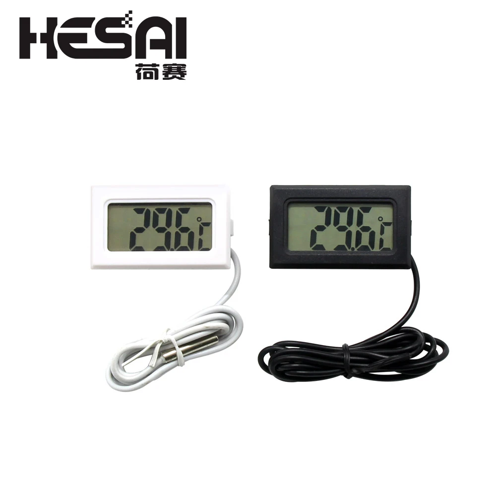 

1M Mini LCD Display Meter Digital Thermometer With Black Sensor / White Refrigerator Freezer Thermometer