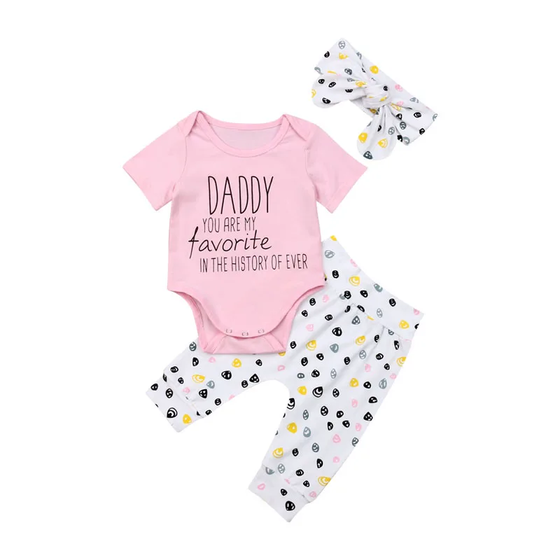 

Focusnorm Cute Newborn Baby Girls Clothing Set Short Sleeve Tops Romper+Floral Pants+Headband Summer Outfits Clothes
