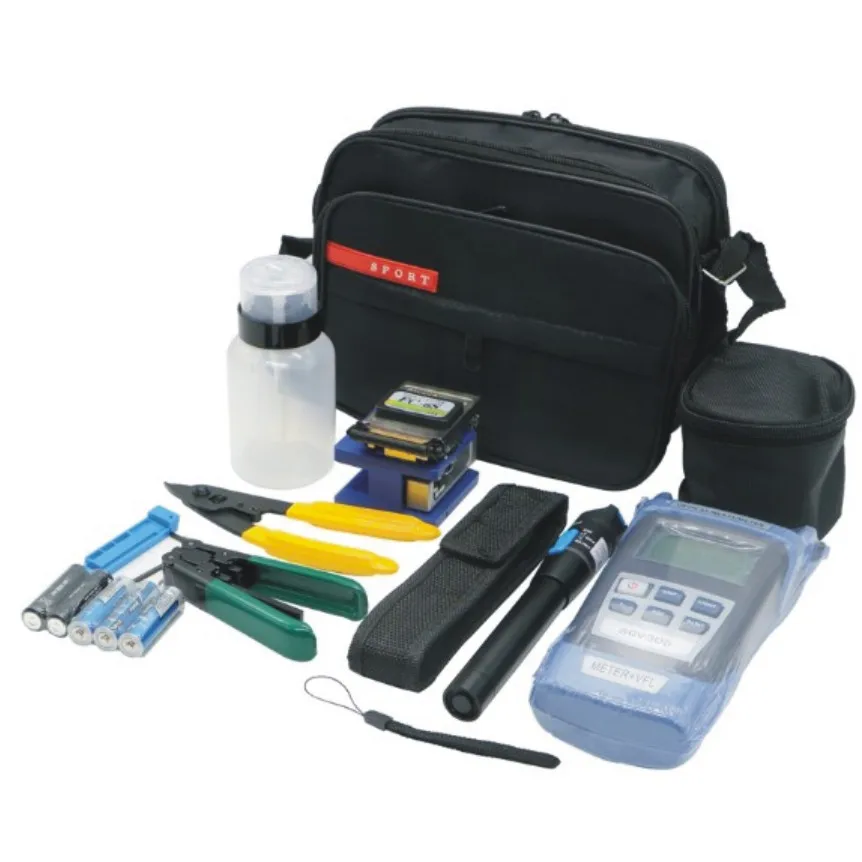 

FTTH Fiber Optic Tool Kit fibra optica herramientas with Visual Fault Locator and Power Meter Wire Stripper Fiber Cleaver