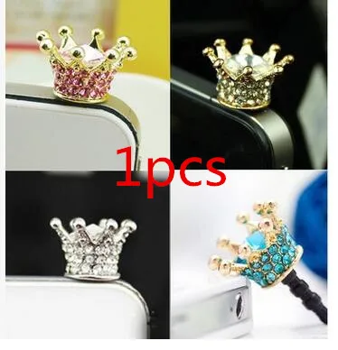 Diamond Crystal Crown phone accessories dust plug for cell phone Cellphone Charms fashion 1 pcs free shipping