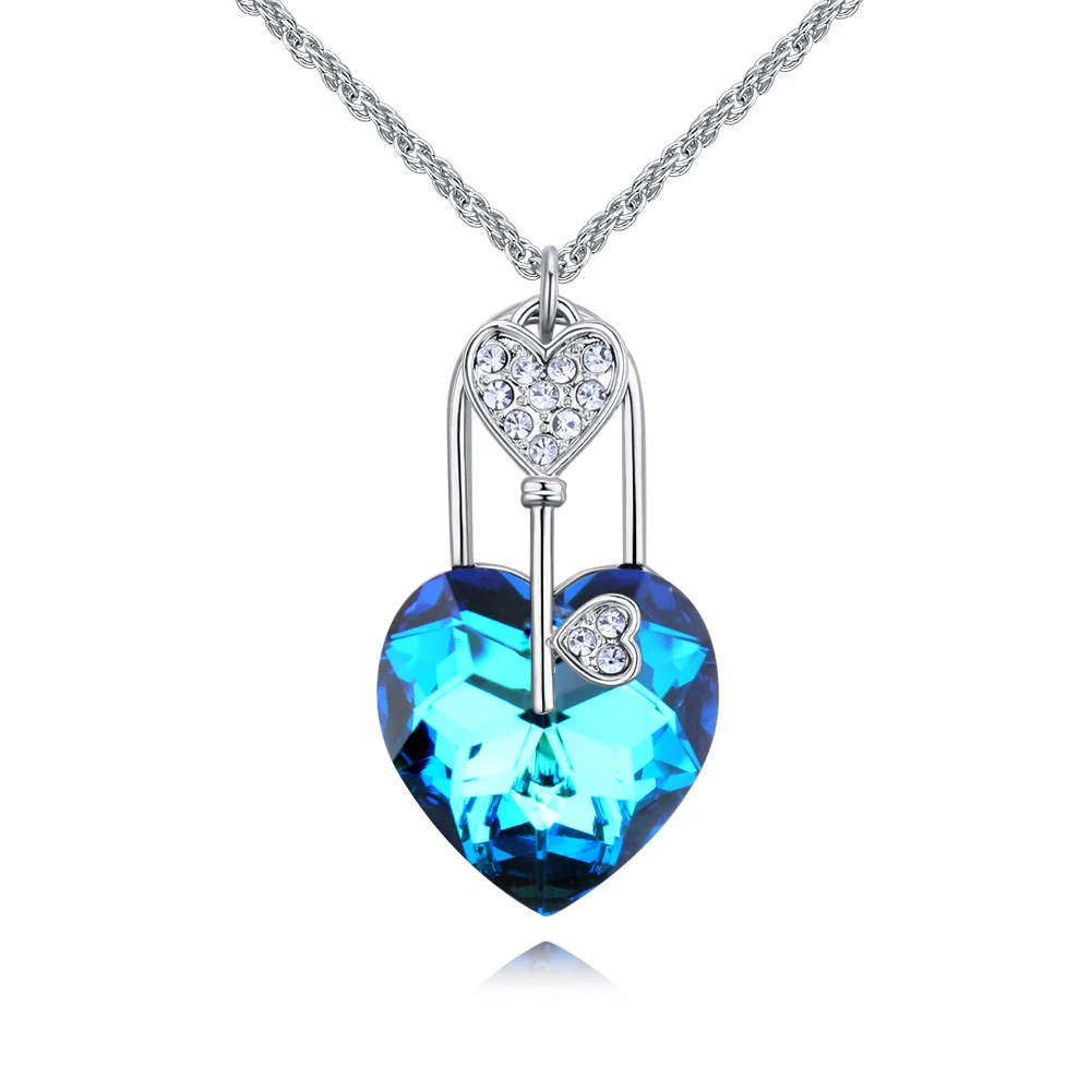 Austria Crystal Necklace Secret Love lock key crystal pendant necklace