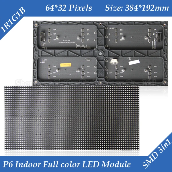 

90pcs/lot P6 LED screen panel module 384*192mm 64*32 pixels 1/16 Scan SMD RGB Indoor P6 Full color LED display panel module