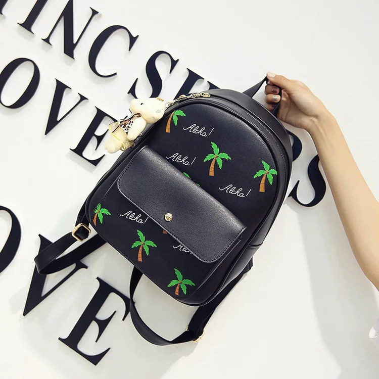 2017 new Korean fashion four piece multi purpose backpack bag personality hit color palm coconut shoulder