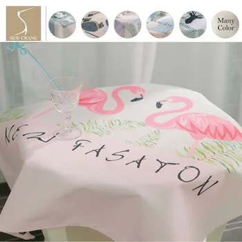 

SewCrane Watercolor Two Flamingos Two Deer Pug Geometric Celebrate Deer Head Table Cloth Home Living Cotton Linen Tablecloth