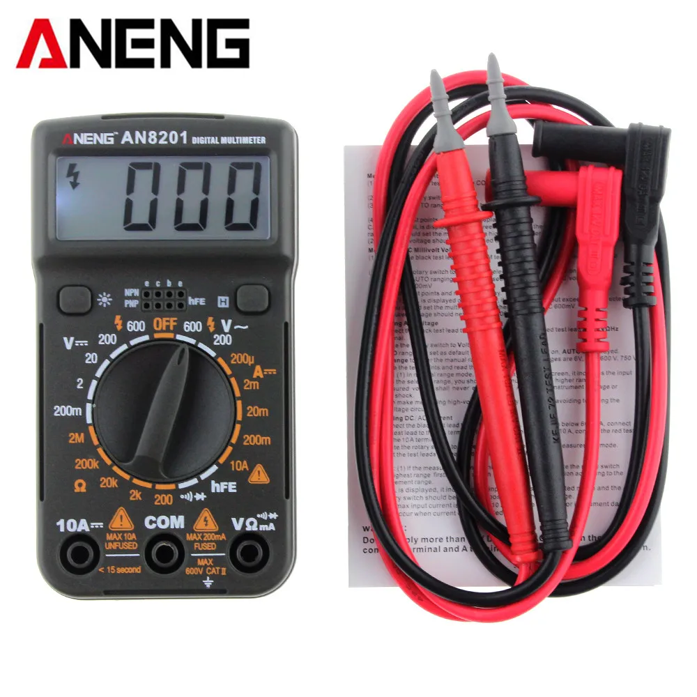 

ANENG AN8201 Mini Digital Multimeter Backlight AC/DC Ammeter Voltmeter Ohm Electrical Tester Portable 1999 Counts Pocket Size