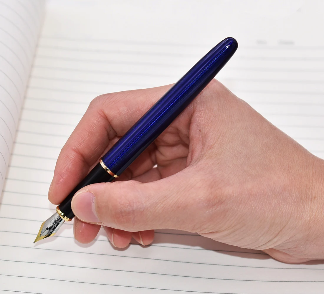Clássico de Metal Azul em Relevo Caneta de Tinta para Pós-graduação Jinhao Nobre Belas Nib Fountain Pen Gold Trim 0.5 Milímetros - Negócio Escritório 165 18kgp 2 Material escolar e de escritório