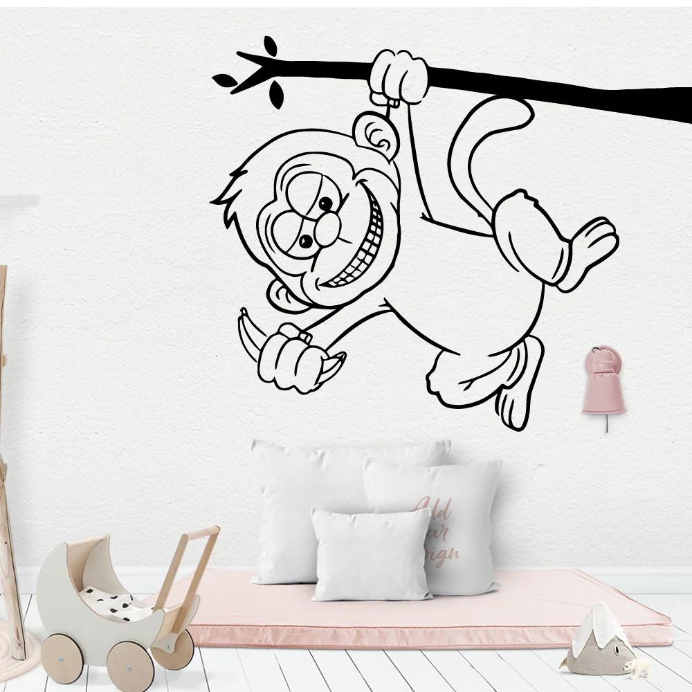 

Drop Shipping monkey Cartoon Wall Decals Pvc Mural Art Diy Poster For Kids Rooms Diy Home Decoration Background Wall Art Decal