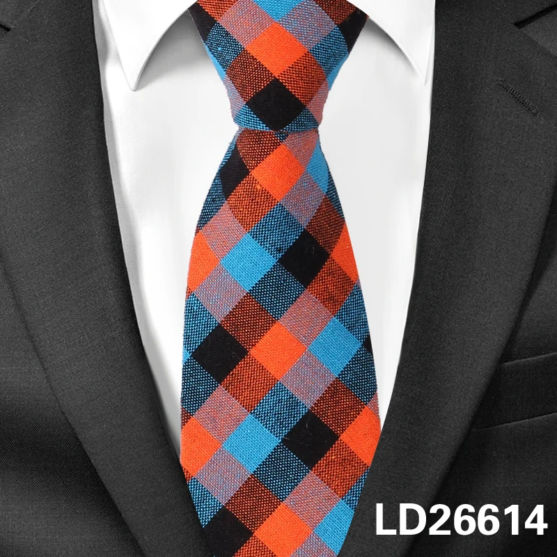 Мужской галстук клетчатые хлопковые галстуки для мужчин повседневные полосатые тонкие галстуки для Свадьба Вечерние 6 см ширина обтягивающие Галстуки для жениха Gravatas - Цвет: BT26614