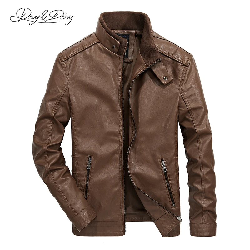 

DAVYDAISY 2019 New Arrival PU Leather Jackets Men Autumn Warm Stand Collar Fashion Bomber Men Jacket Jaqueta Masculina DCT-241