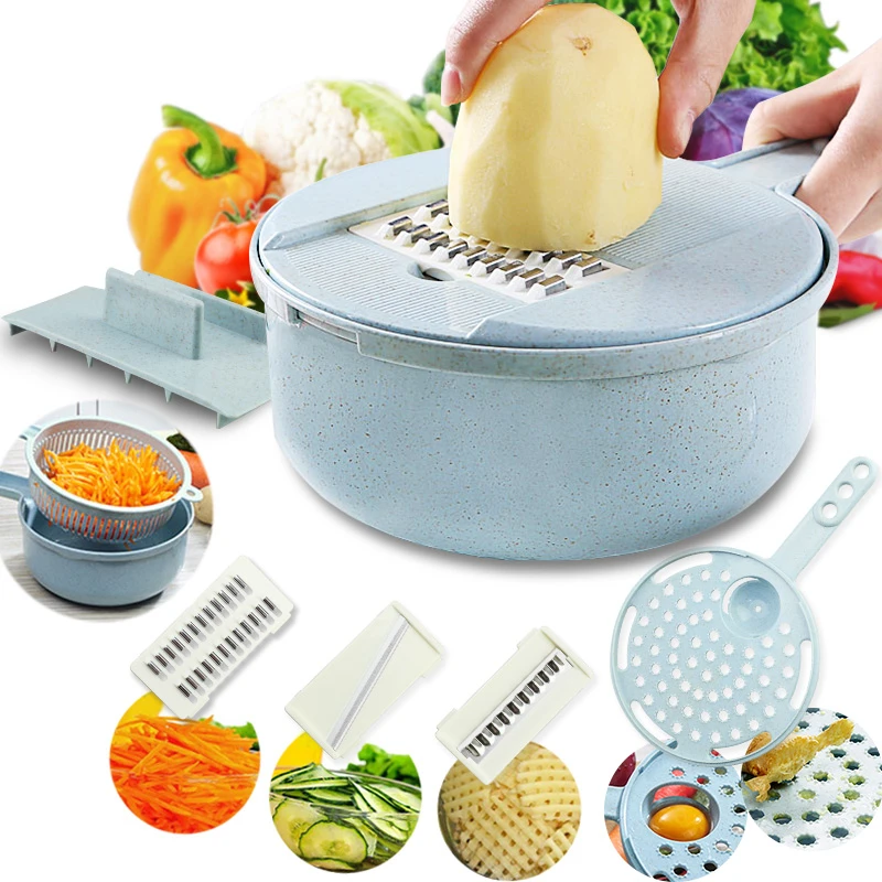 

10 in 1 Multifunctional Vegetable Fruit Slicer Cutter Set Round Hand Manual Potato Carrot Onion Grater Chopper Kitchen Tools